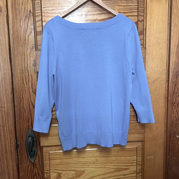 Lands End Outfitters crew neck sweater size Large 3/4 sleeves color powder blue - Picture 3 of 5